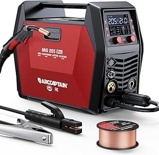 ARCCAPTAIN iControl MIG205 Pro MIG Welder 205A 110V 220V Gas MIG/Gasless Flux MIG/MMA Stick/Lift TIG/Spot Welding/Spool Gun Aluminum Welding Machine, 6 in 1 Professional Welder Machine, APP Control